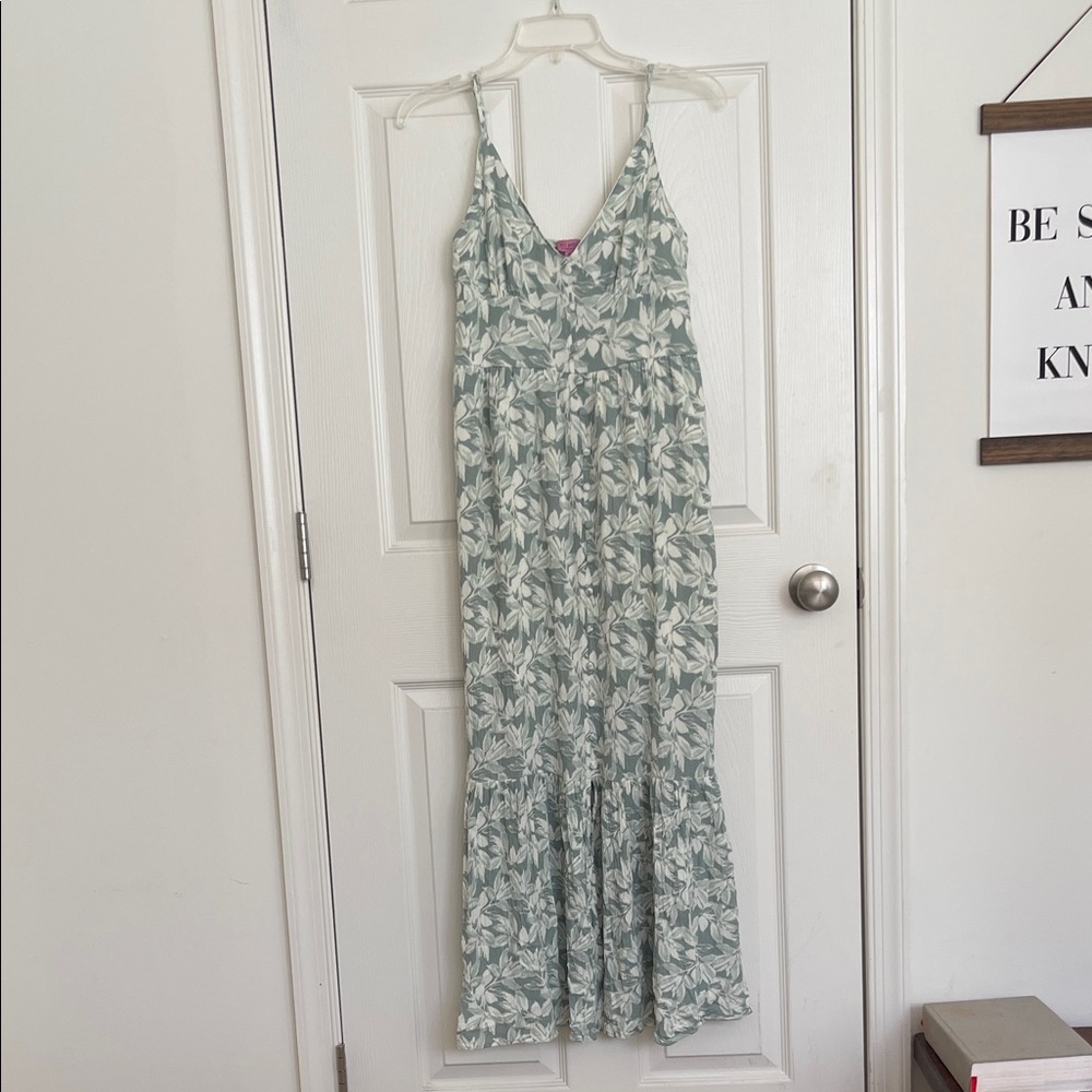 Francesca’s Miami Green and White Floral Maxi Dress